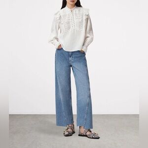 All Saints Heather Lace Trim Top